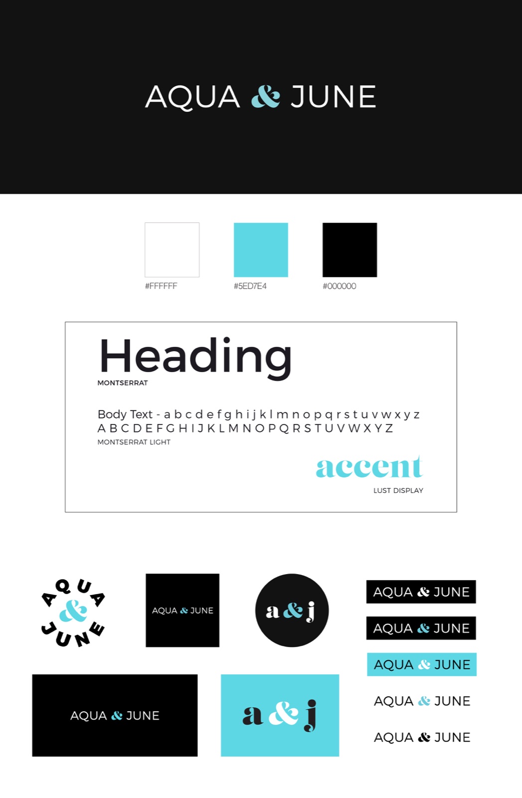 Aqua & June: brand board, logo suite