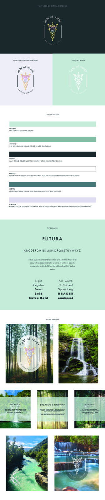 Light of Varda: brand board, logo suite, cards