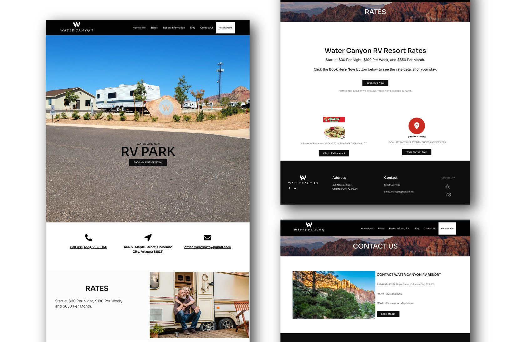 Water Canyon RV Resort: website by Juniper Design Studio